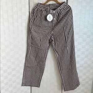 Anrabess Baggy lCheckered Pants - Brown and White